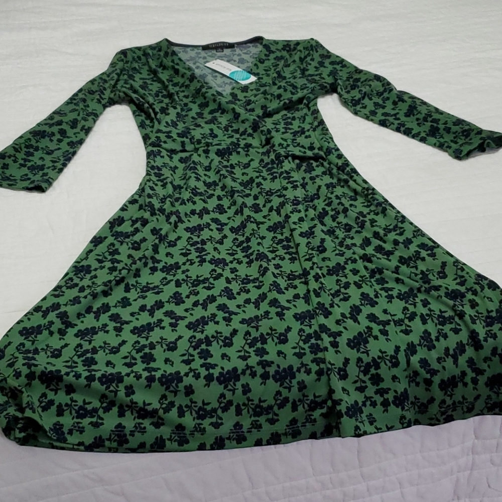 Green and navy dress
